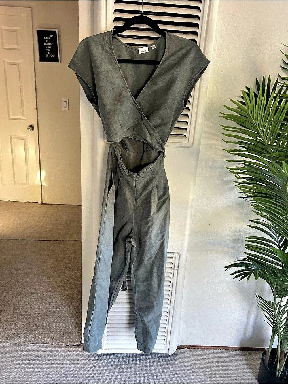 wilfred Brax Jumpsuit Gray Wide Leg Size 0